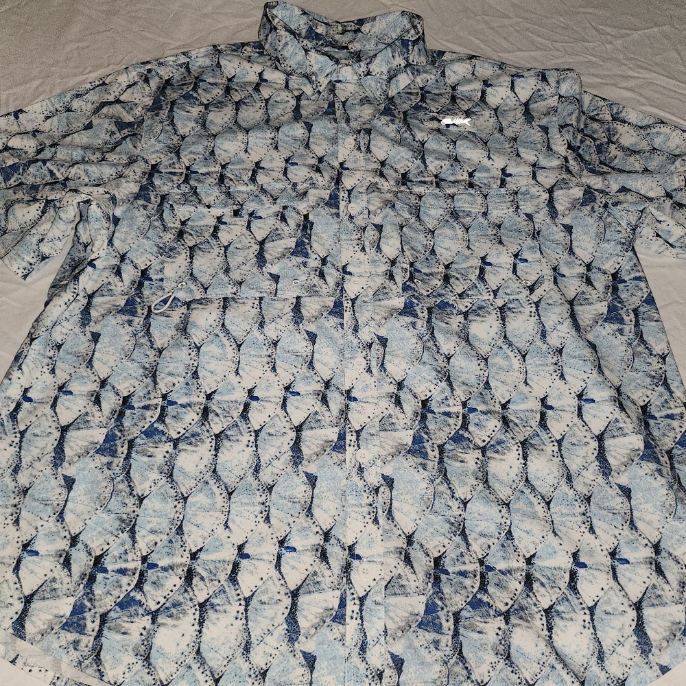 Silver Bait Fishing Vented Shirt Men’s XL Short Sleeve Button Down Blue/White